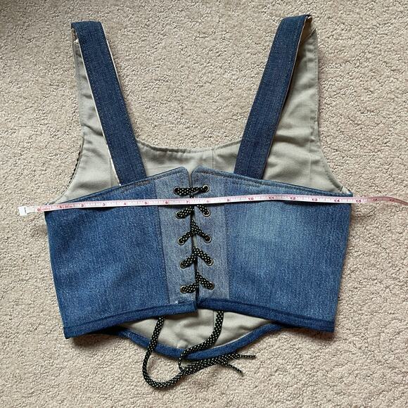 Handmade corset jeans upcycling top artisanal y2k - Picture 3 of 4